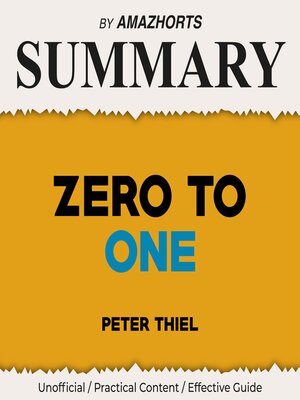 cover image of SUMMARY--Zero to One by Peter Thiel